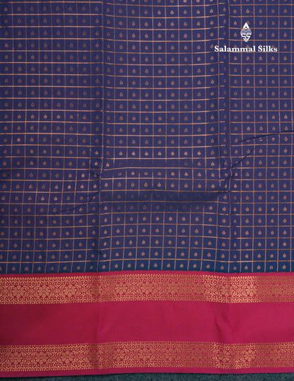 Bottle Green 1000 Buttas And Zari Checks Semi Silk Saree With Contrast Red Traditional Border