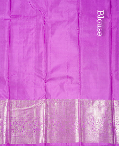 Beautiful Lavender Bridal Pure Kanjivaram Silk Saree With Self Border