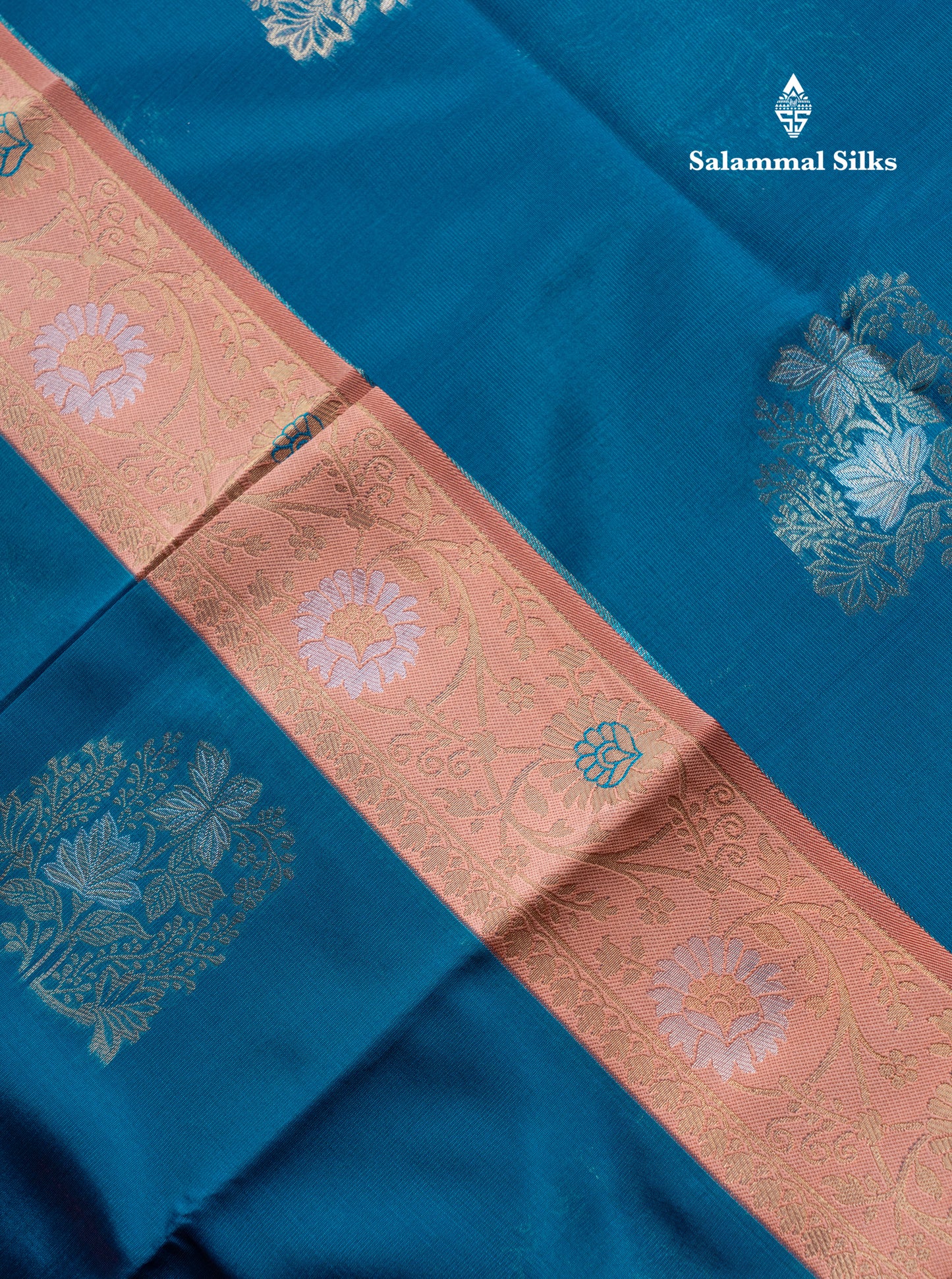Sea Green Semi Silk Saree With Contrast Lavender Border