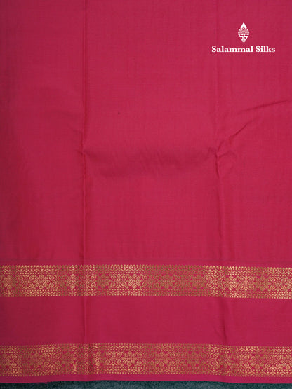 Bottle Green 1000 Buttas And Zari Checks Semi Silk Saree With Contrast Red Traditional Border