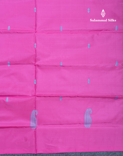 Pink Banana Pinth Saree (Vaazhainaar Pattu) With Contrast Navy Blue Blouse