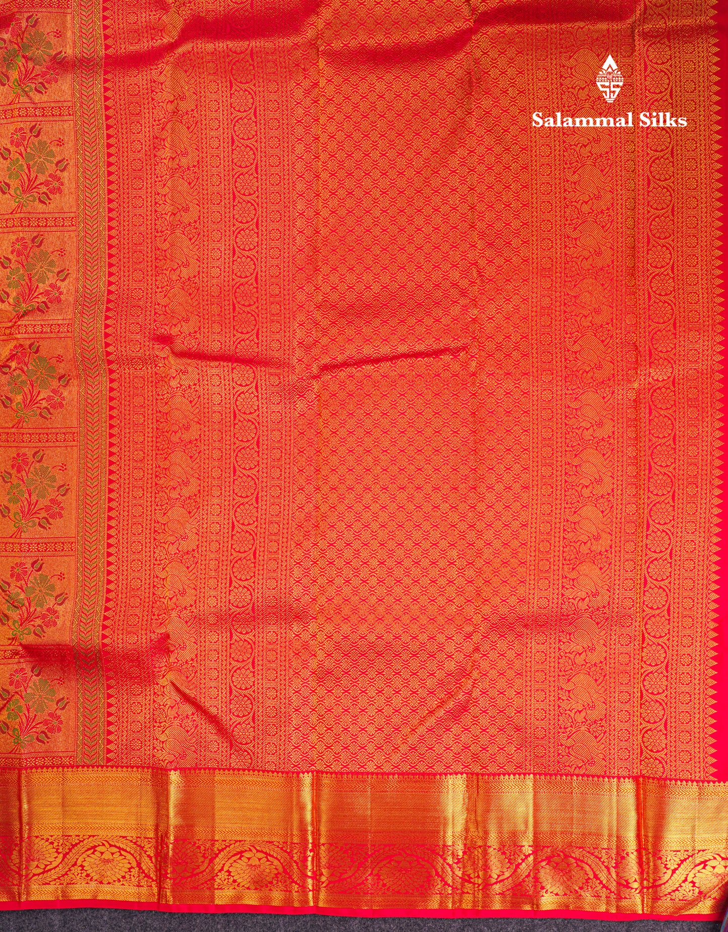Beautiful Chilly Red Bridal Pure Kanjivaram Silk Saree With Self Border