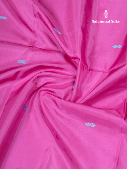 Pink Banana Pinth Saree (Vaazhainaar Pattu) With Contrast Navy Blue Blouse