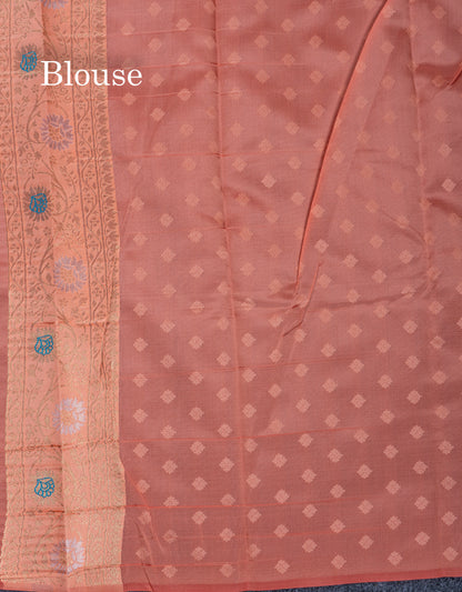 Sea Green Semi Silk Saree With Contrast Lavender Border