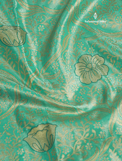 Light Pink Tissue Bridal Semi Silk Saree With Contrast Magenta Border