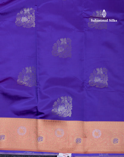 Sea Green Semi Silk Saree With Contrast Lavender Border