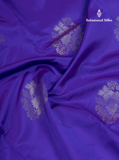 Sea Green Semi Silk Saree With Contrast Lavender Border