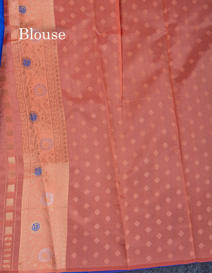 Sea Green Semi Silk Saree With Contrast Lavender Border