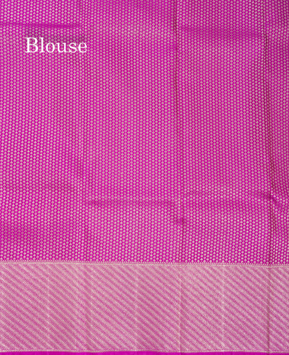 Baby Pink Bridal Pure Kanjivaram Silk Saree With Contrast Purple Border
