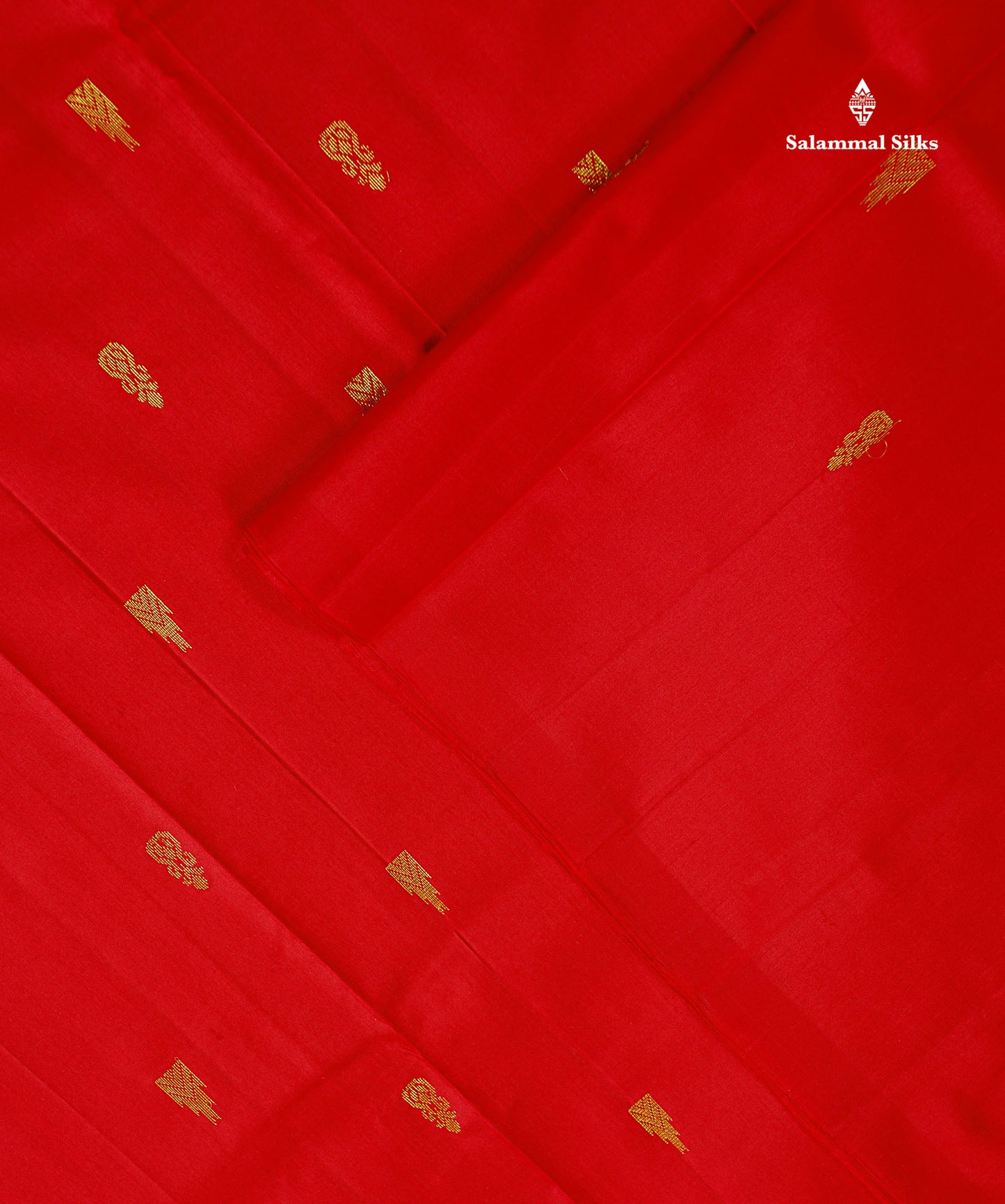 One Side Border Pure Silk Saree - Chilly Red Zari Butta With Contrast Dual Tone Green Traditional Border