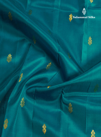 Dual Tone Green Pure Kanjivaram Silk Saree With Contrast Maroon One Side Border