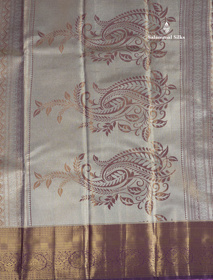 Light Pink Tissue Bridal Semi Silk Saree With Contrast Magenta Border