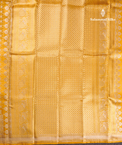 Gold Colour Tissue Bridal Pure Kanjivaram Silk Saree With Fancy Turning Border