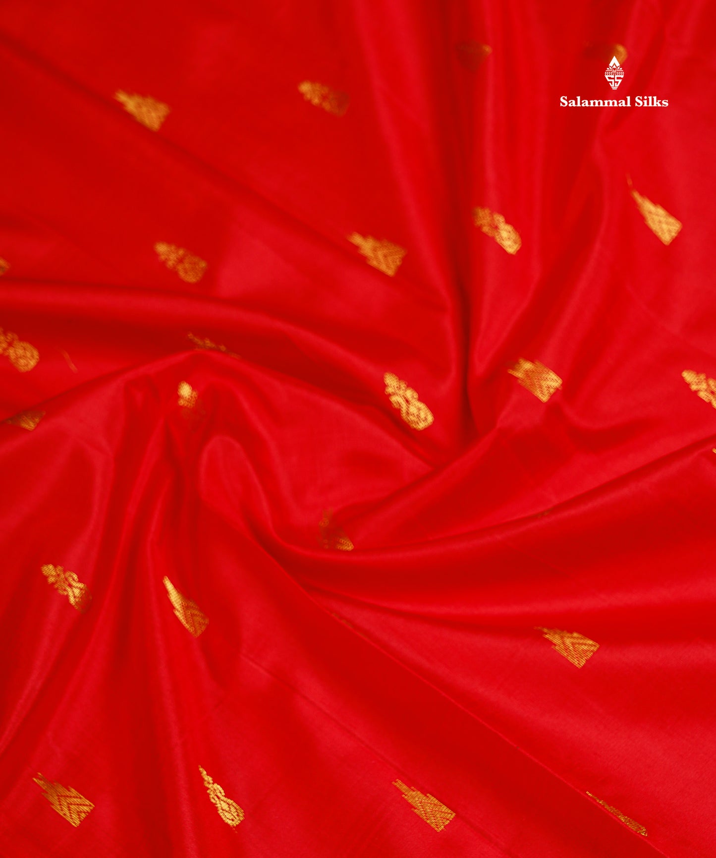 One Side Border Pure Silk Saree - Chilly Red Zari Butta With Contrast Dual Tone Green Traditional Border