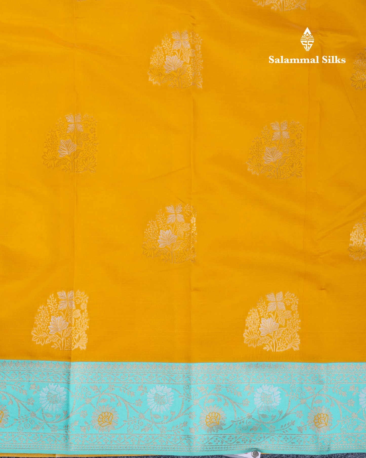 Sea Green Semi Silk Saree With Contrast Lavender Border