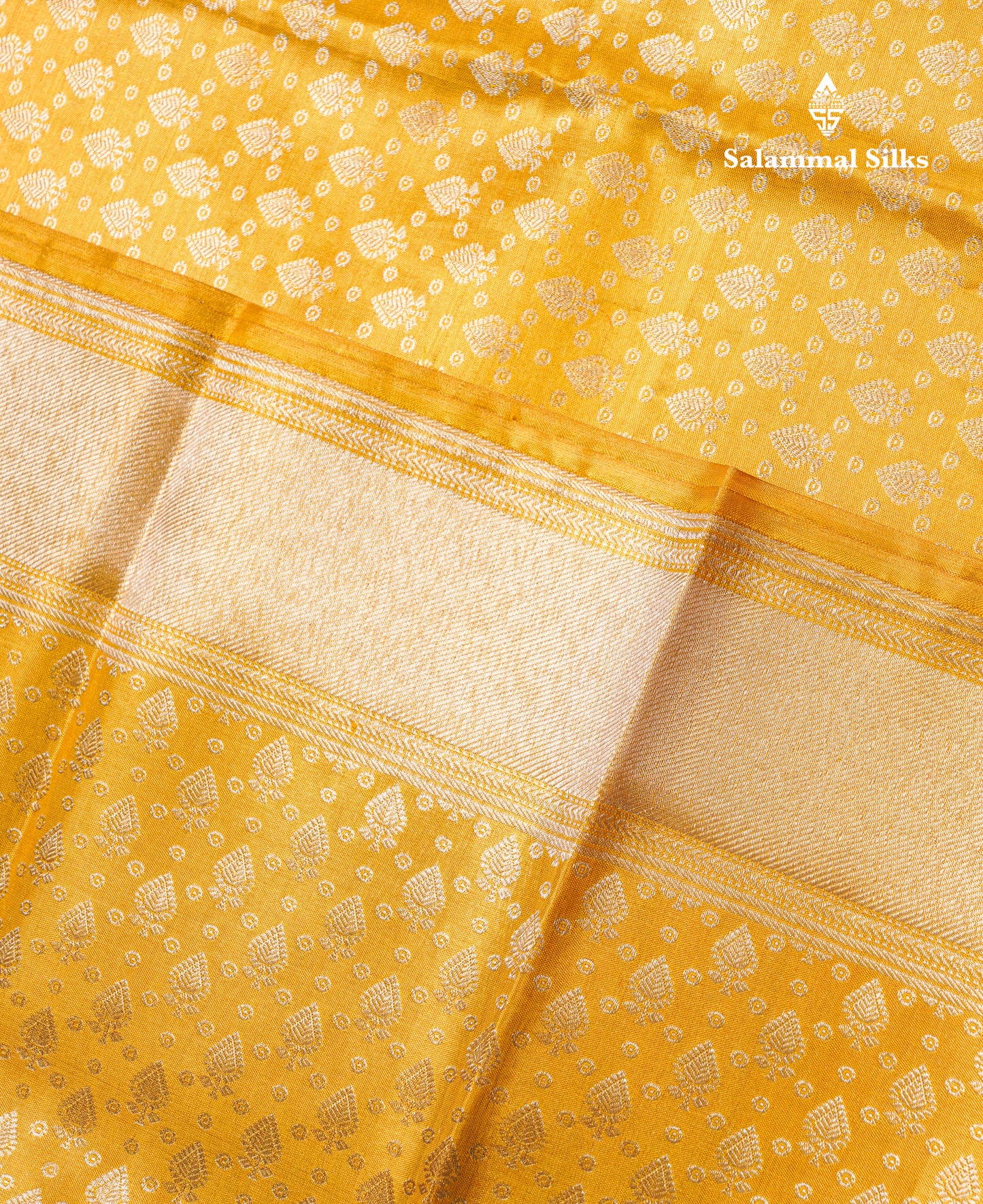 Gold Colour Tissue Bridal Pure Kanjivaram Silk Saree With Fancy Turning Border