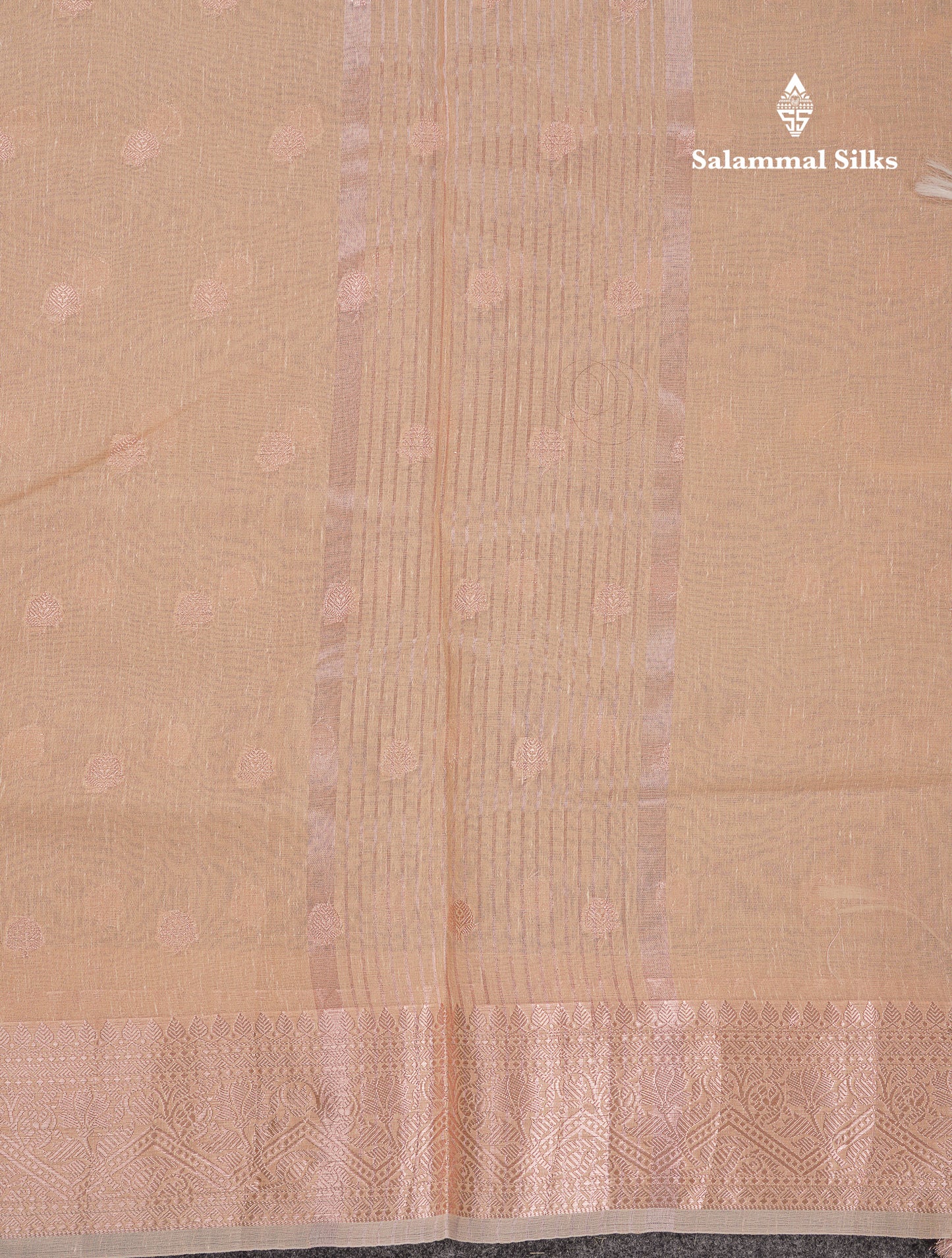 Beautiful Elaichi Green Silver And Copper Zari Buttas Linen Mix Cotton Fancy Saree With Tarditional Border