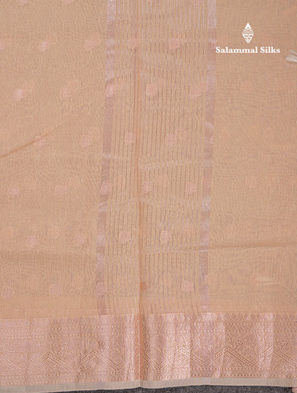 Beautiful Elaichi Green Silver And Copper Zari Buttas Linen Mix Cotton Fancy Saree With Tarditional Border