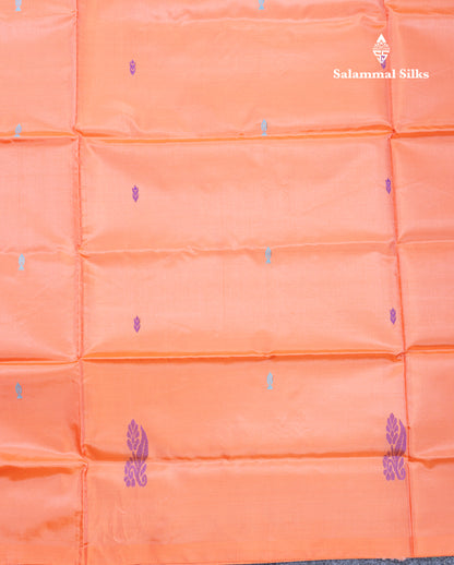 Light Orange Banana Pinth Saree (Vaazhainaar Pattu) With Contrast Ramar Blue Blouse