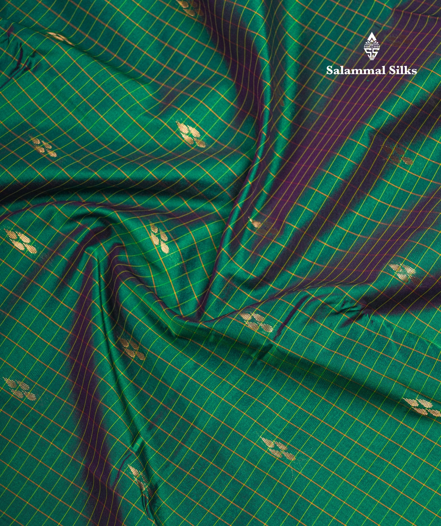 Mustard Yellow Checks With Butta Light Weight Semi Silk Saree With Small Border