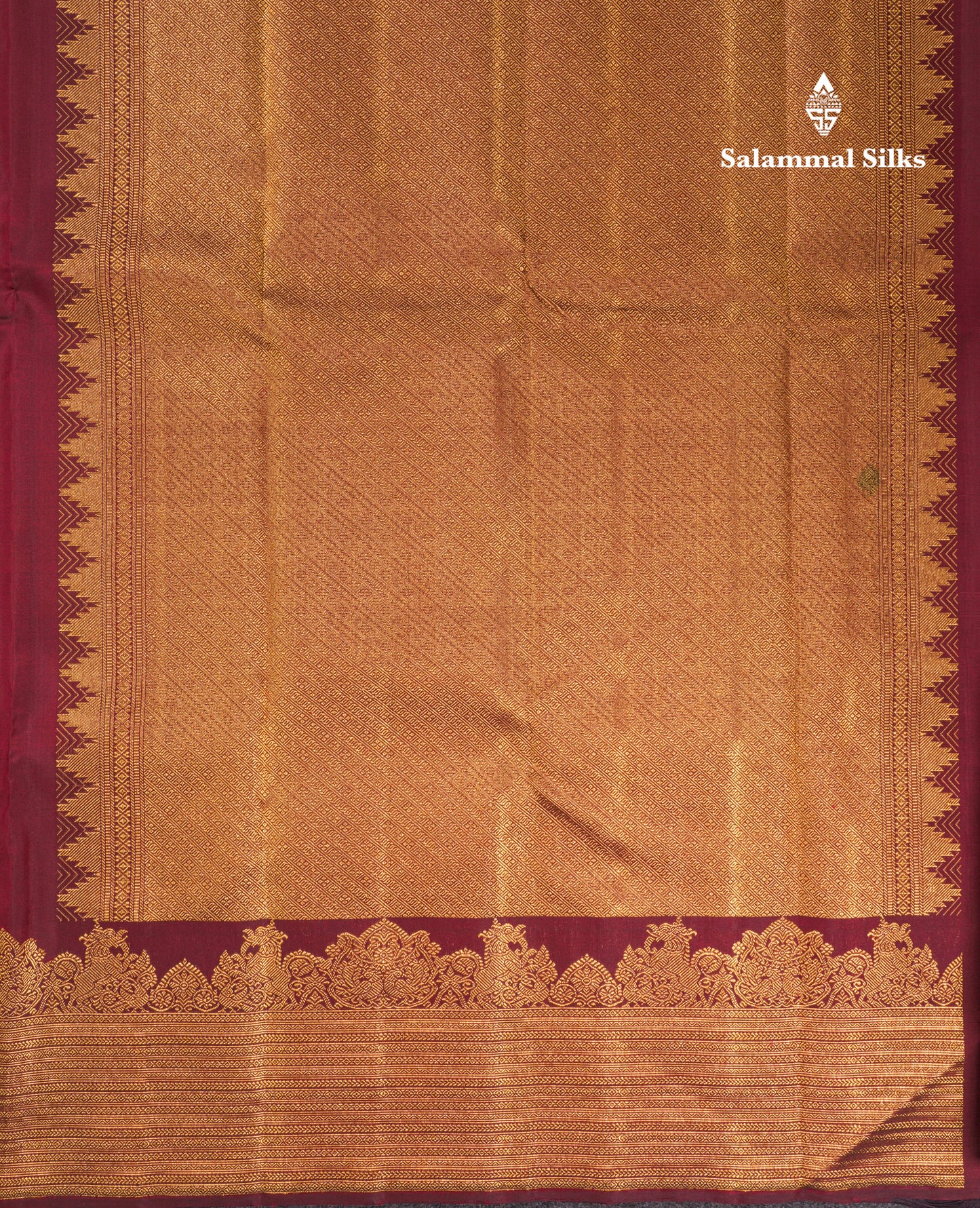 Dark Maroon Pure Kanjivaram Silk Saree With Traditional Self Border