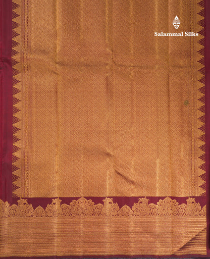 Dark Maroon Pure Kanjivaram Silk Saree With Traditional Self Border