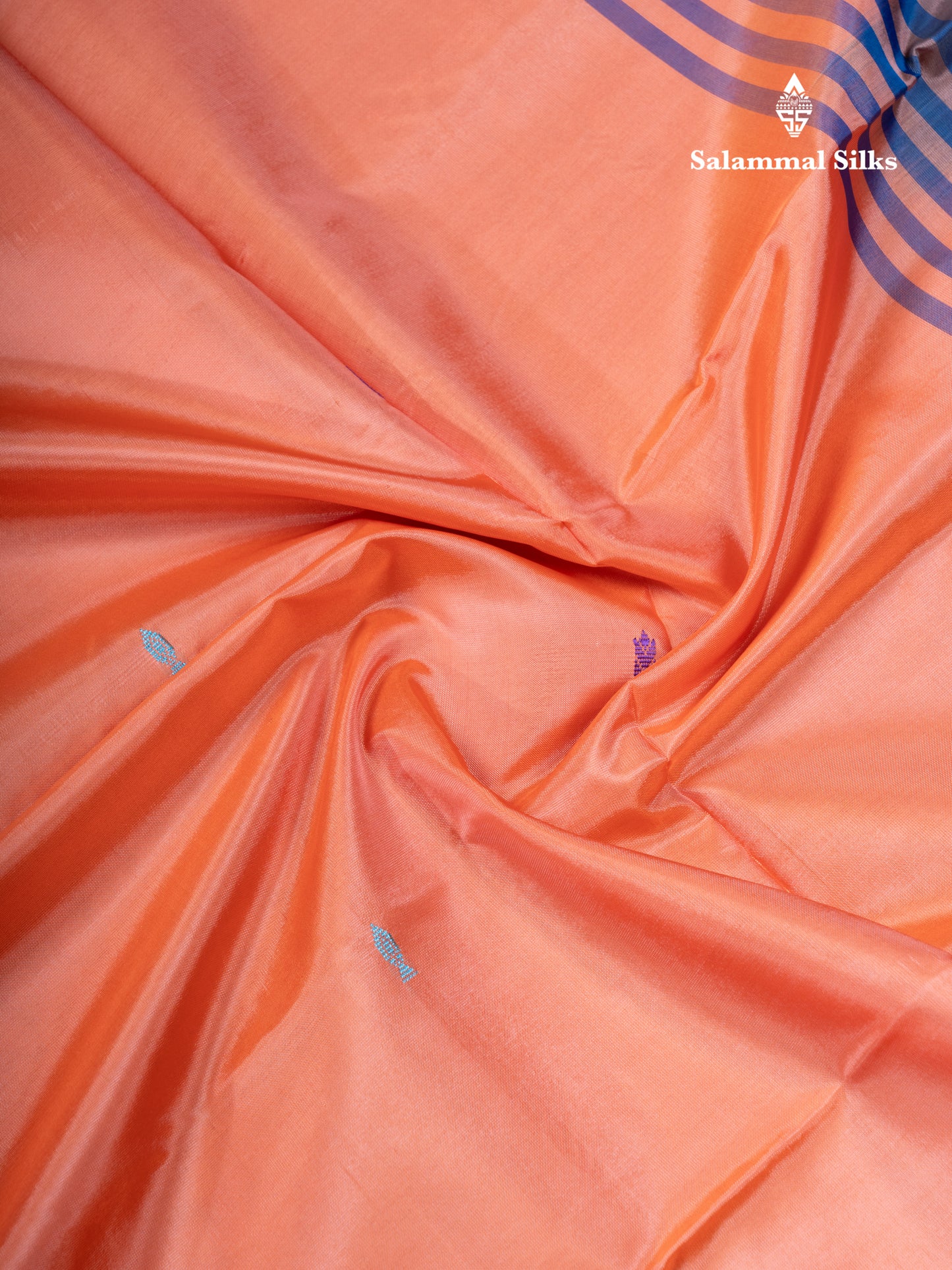 Light Orange Banana Pinth Saree (Vaazhainaar Pattu) With Contrast Ramar Blue Blouse