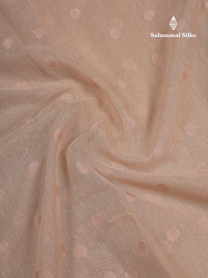 Beautiful Elaichi Green Silver And Copper Zari Buttas Linen Mix Cotton Fancy Saree With Tarditional Border