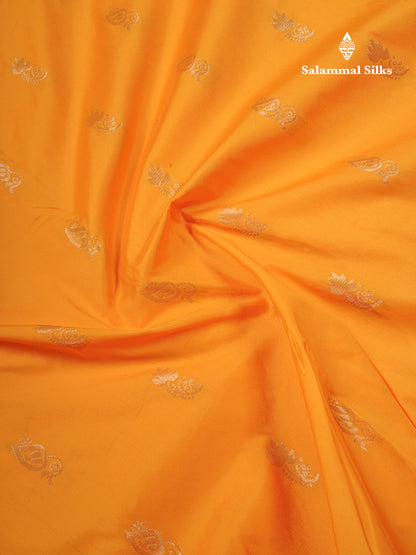 9 Yards Semi Silk Saree Mango Yellow With Contrast Pink Border