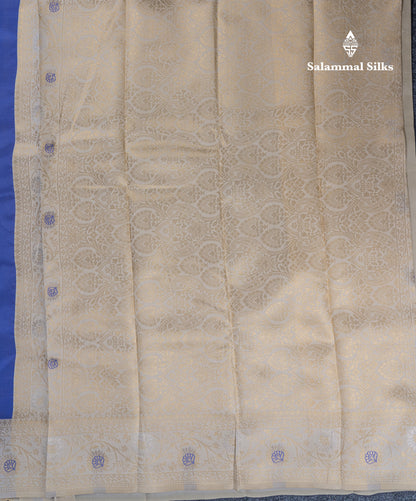 Sea Green Semi Silk Saree With Contrast Lavender Border