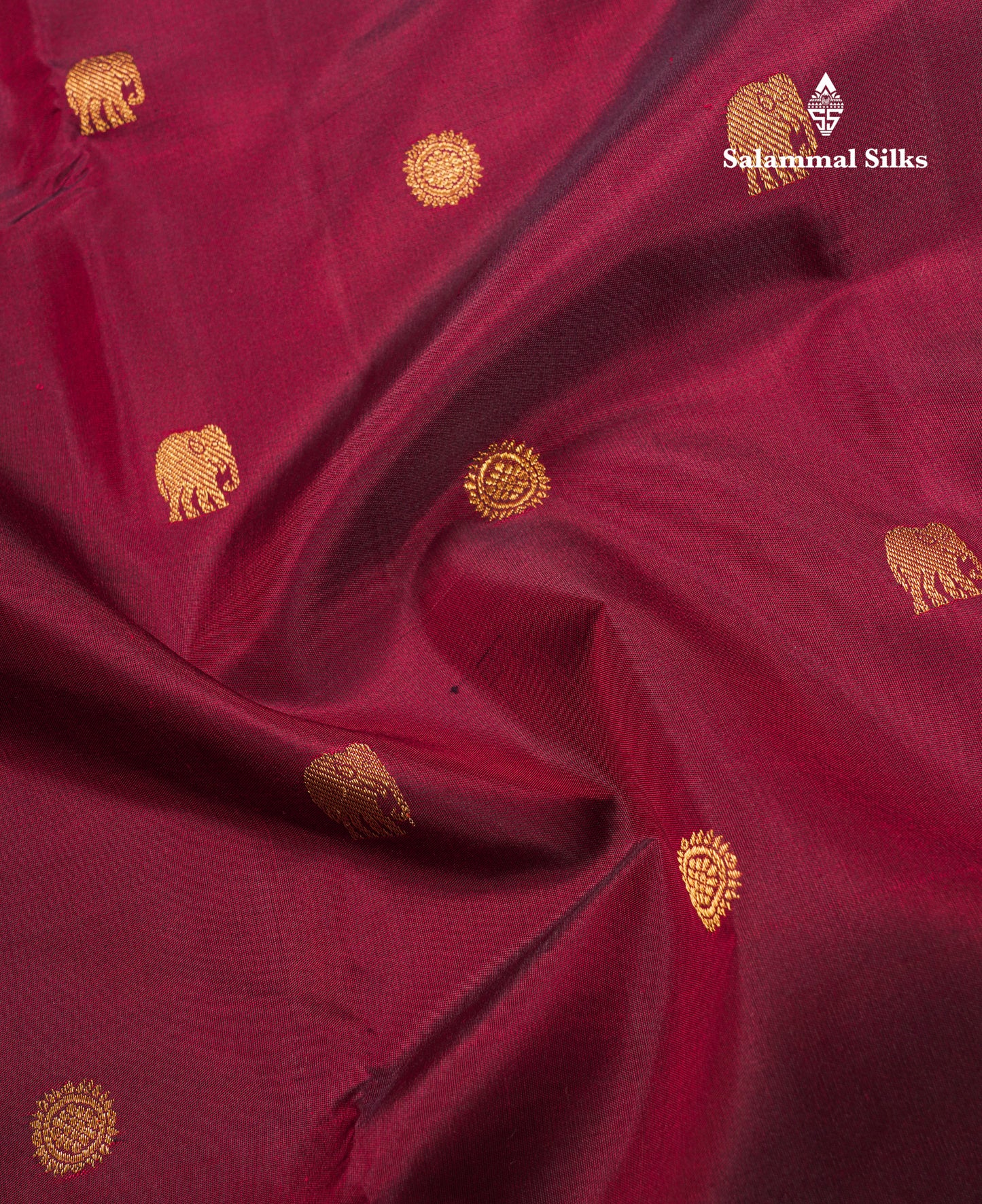 Dark Maroon Pure Kanjivaram Silk Saree With Traditional Self Border
