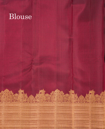 Dark Maroon Pure Kanjivaram Silk Saree With Traditional Self Border