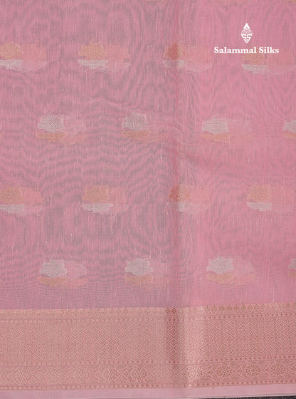 Beautiful Elaichi Green Silver And Copper Zari Buttas Linen Mix Cotton Fancy Saree With Tarditional Border