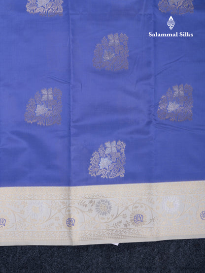 Sea Green Semi Silk Saree With Contrast Lavender Border