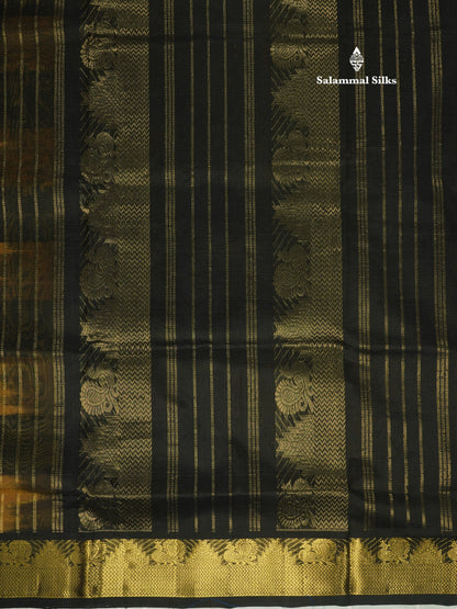 Paalum Pazham Checks Pure Silk Cotton Saree With Contrast Black Traditional Border