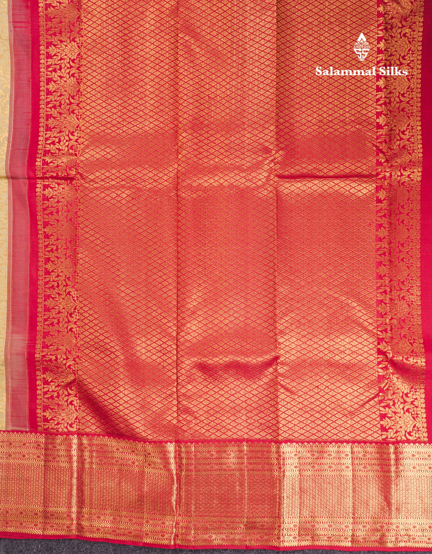 Korvai Sandal Bridal Pure Kanjivaram Silk Saree With Contrast Red Border