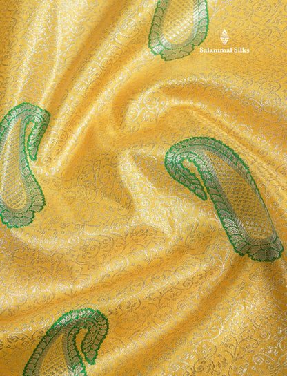 Light Green Tissue Bridal Semi Silk Saree With Contrast Magenta Border