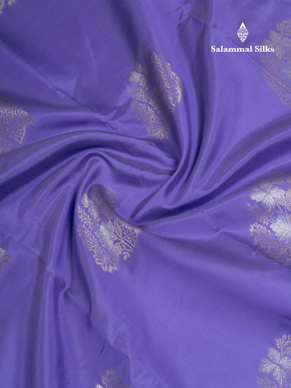 Sea Green Semi Silk Saree With Contrast Lavender Border