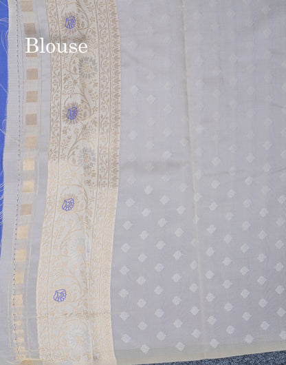 Sea Green Semi Silk Saree With Contrast Lavender Border