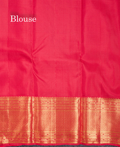 Korvai Sandal Bridal Pure Kanjivaram Silk Saree With Contrast Red Border
