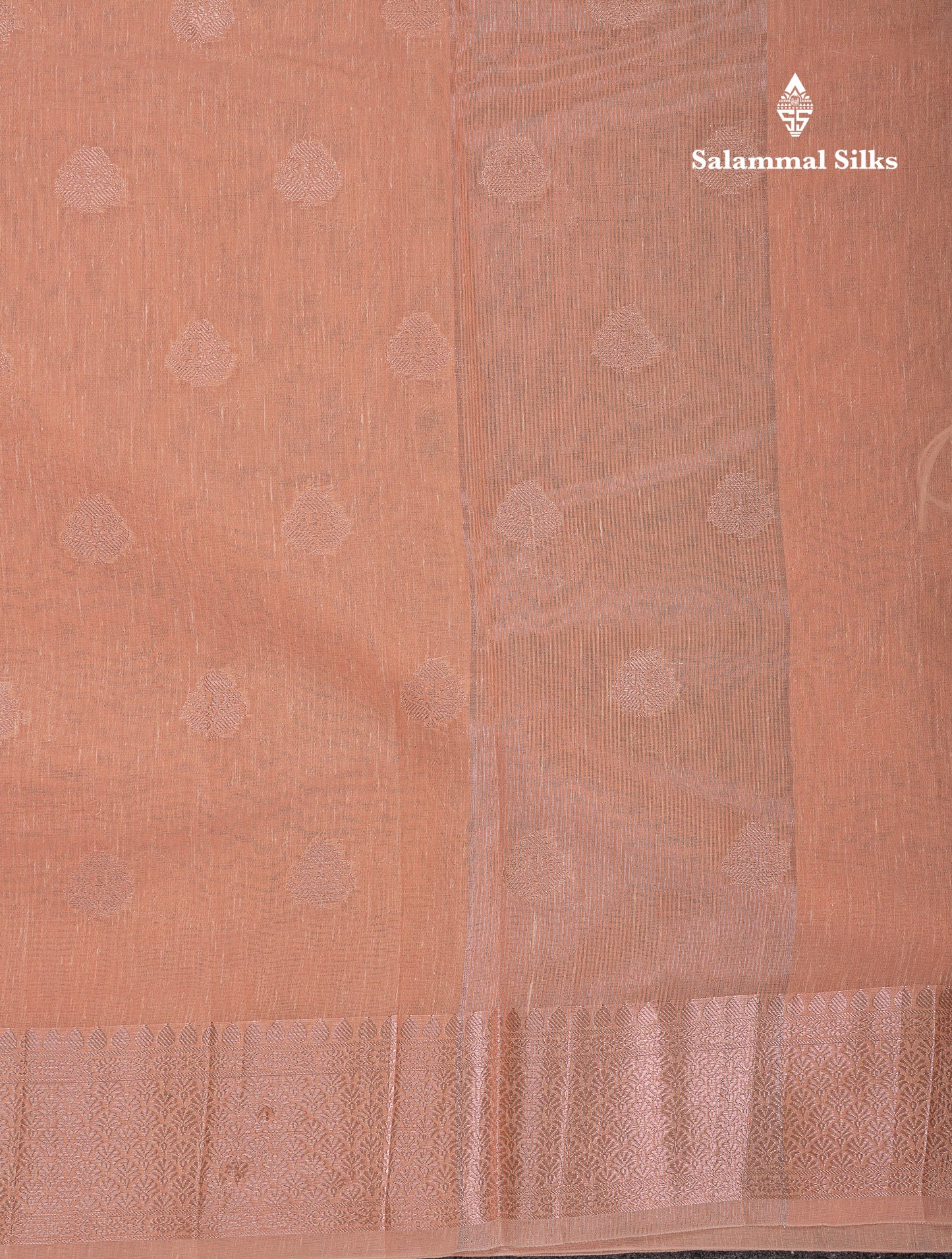 Beautiful Elaichi Green Silver And Copper Zari Buttas Linen Mix Cotton Fancy Saree With Tarditional Border