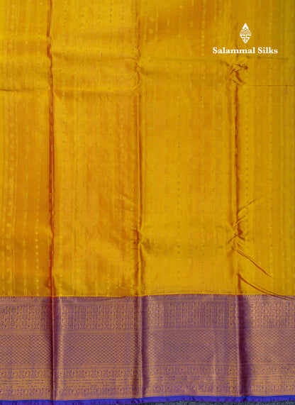 Mustard Yellow Puremix Silk Saree With Contrast Royal Blue Traditional Evenving Morning Border