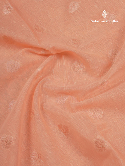 Beautiful Elaichi Green Silver And Copper Zari Buttas Linen Mix Cotton Fancy Saree With Tarditional Border