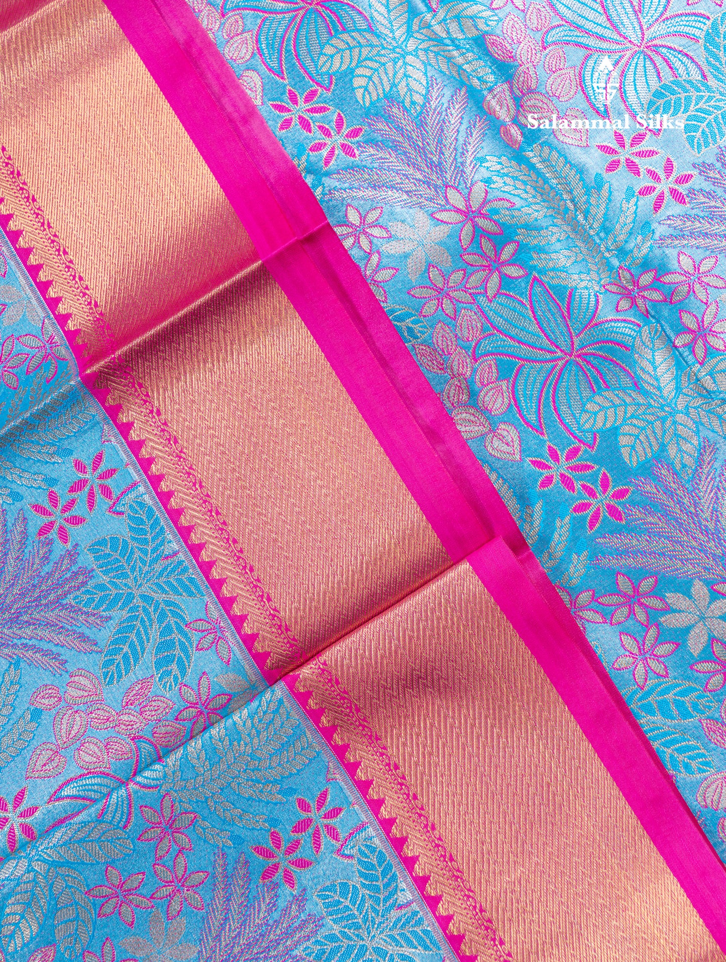 Violet Bridal Tissue Semi Silk Saree With Contrast Pink Traditional Evening Morning Border