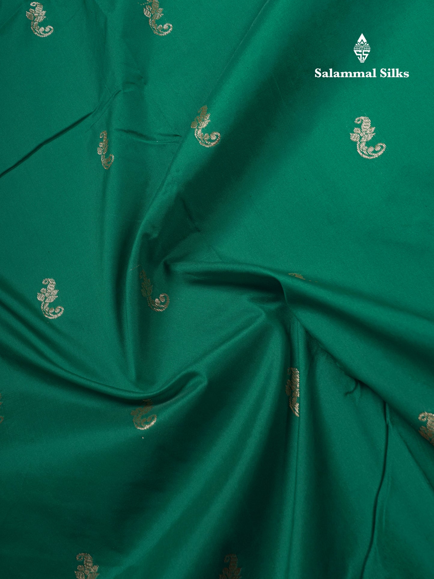 9.5 Yards Semi Silk Saree Green with Contrast Purple Traditional Border