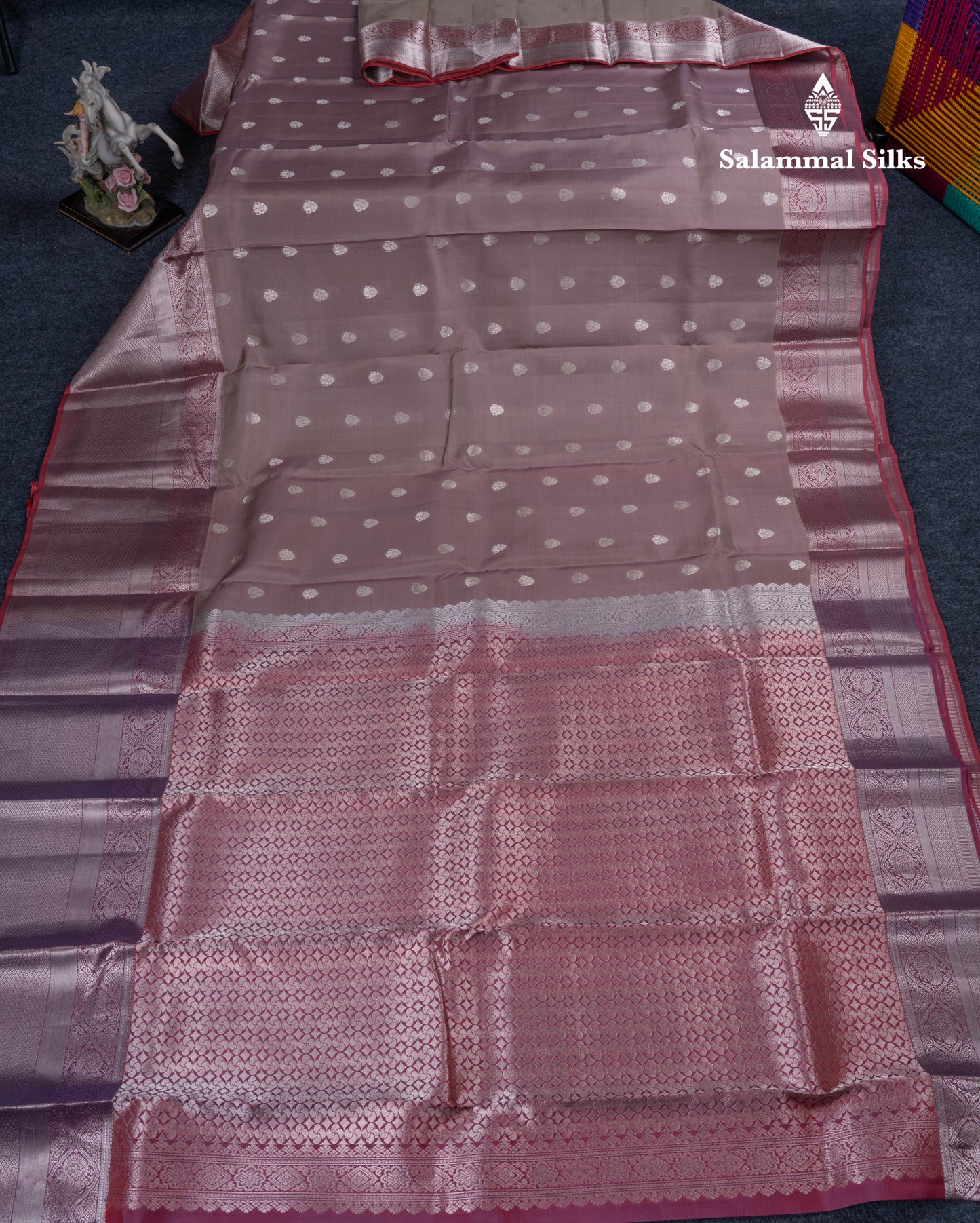 Light Chocolate Puremix Silk Saree With Contrast Light Maroon Traditional Evenving Morning Border