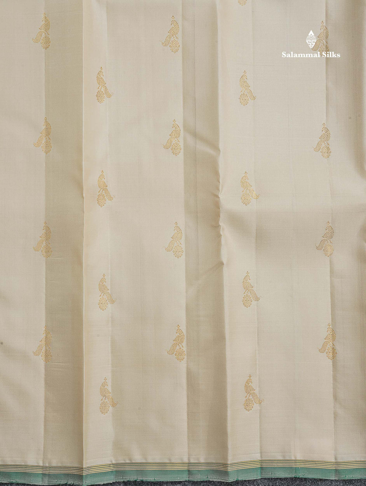 Pure Kanjivaram Silk Saree - Cream Colour Body With Zari Butta & Paalum Pazham Checks Blouse