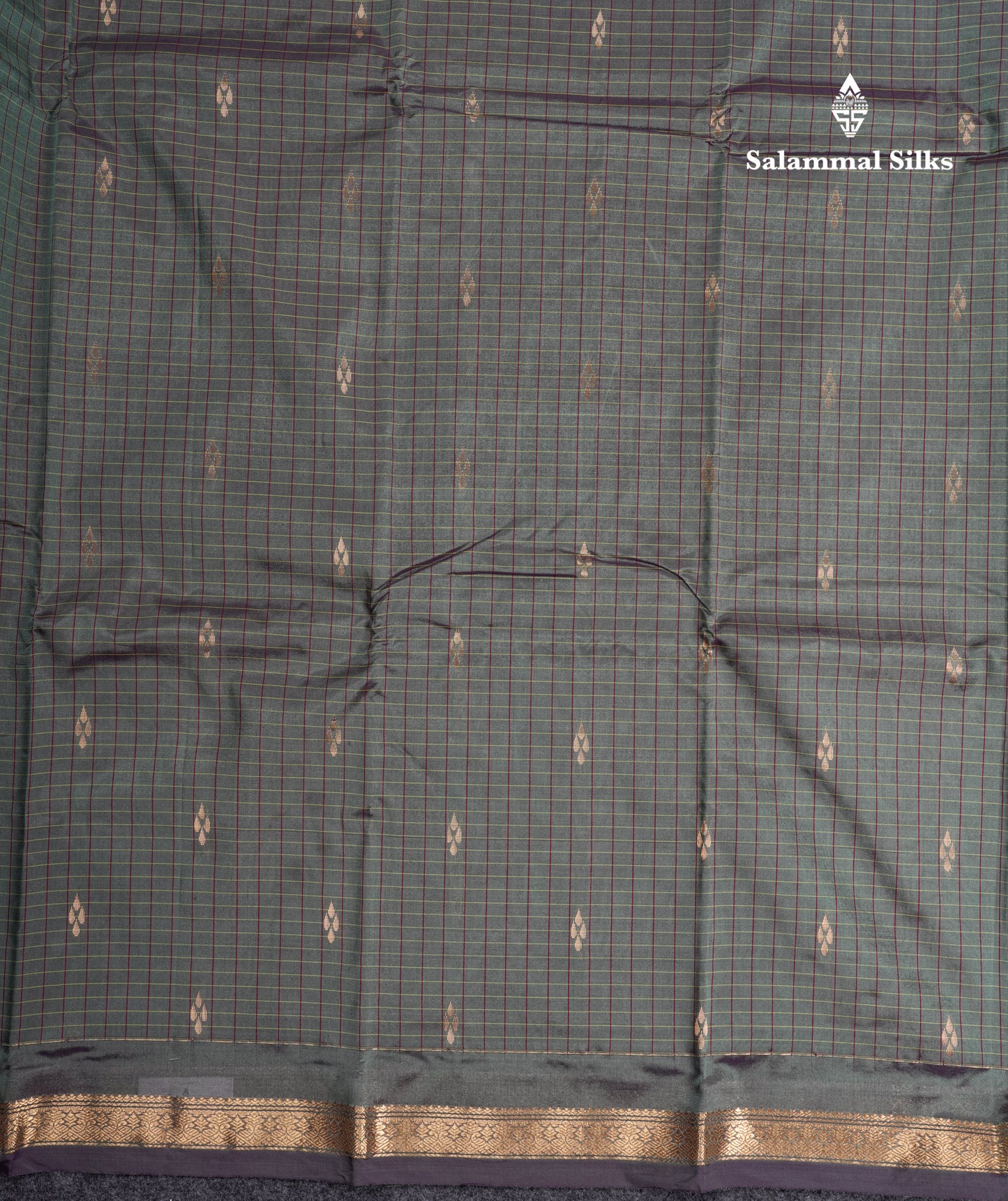Mustard Yellow Checks With Butta Light Weight Semi Silk Saree With Small Border