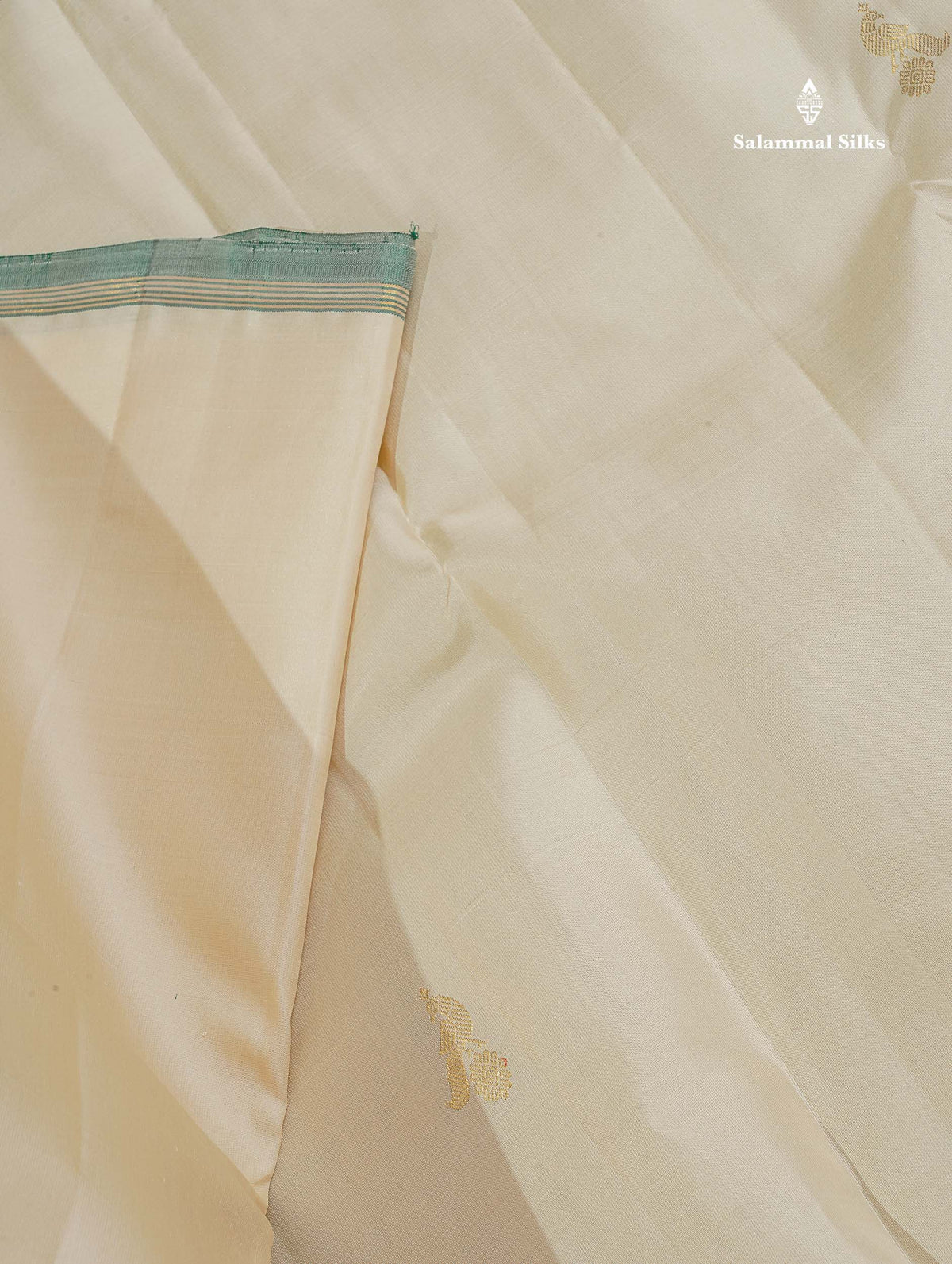 Pure Kanjivaram Silk Saree - Cream Colour Body With Zari Butta & Paalum Pazham Checks Blouse