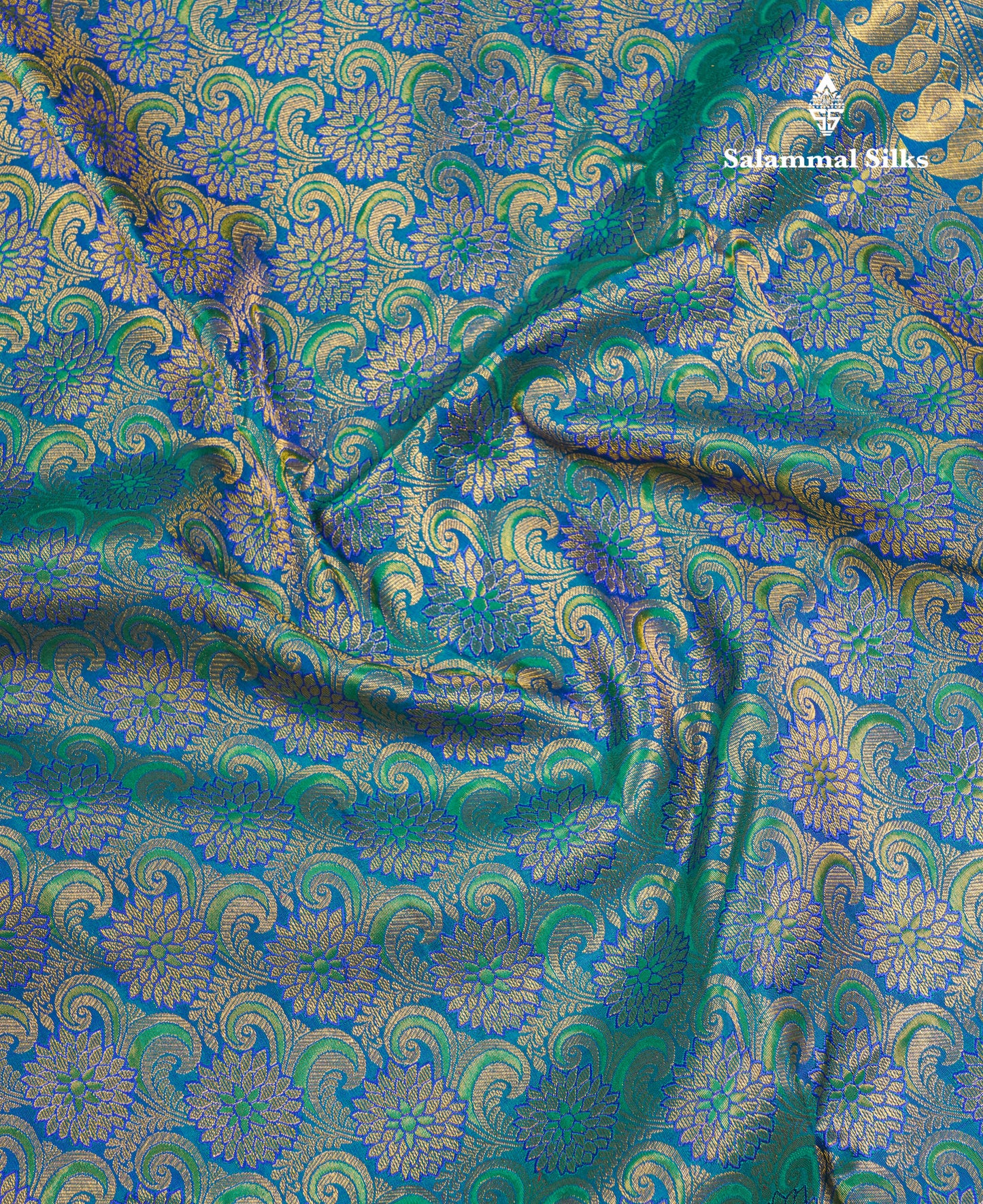 Beautiful Dual Tone Peacock Green Bridal Pure Kanjivaram Silk Saree With Traditional Self Border